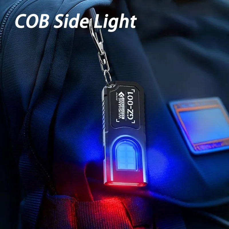 Multifunctional LED Flashlight Keychain Rechargeable Mini Torch with COB Work Light Keyring Torch Camping Walking Pocket Lamp Oasis Select