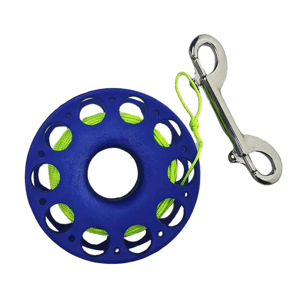 98FT/30M Scuba Diving Spool Finger Reel Snorkeling Spearfishing Cave Wreck Dive Safety Gear with Double-Ended Bolt Snap Clip Oasis Select Blue Green