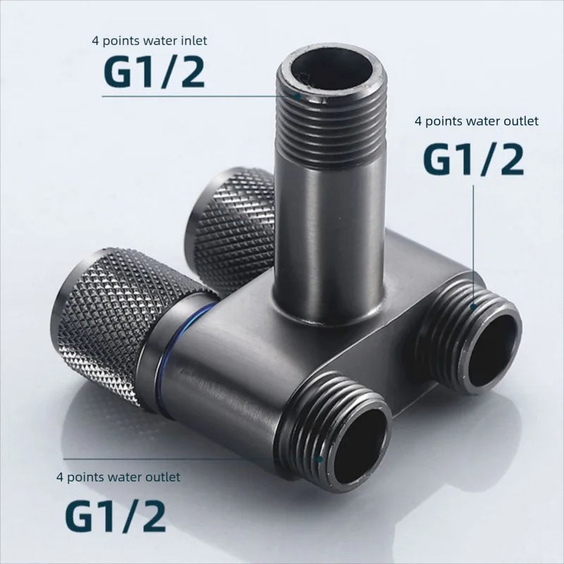 G1/2 1 In Two Out Double Control Washing Machine Faucet Toilet Triangle Valve Kitchen badSink Bathroom Basin Faucet Accessories Oasis Select