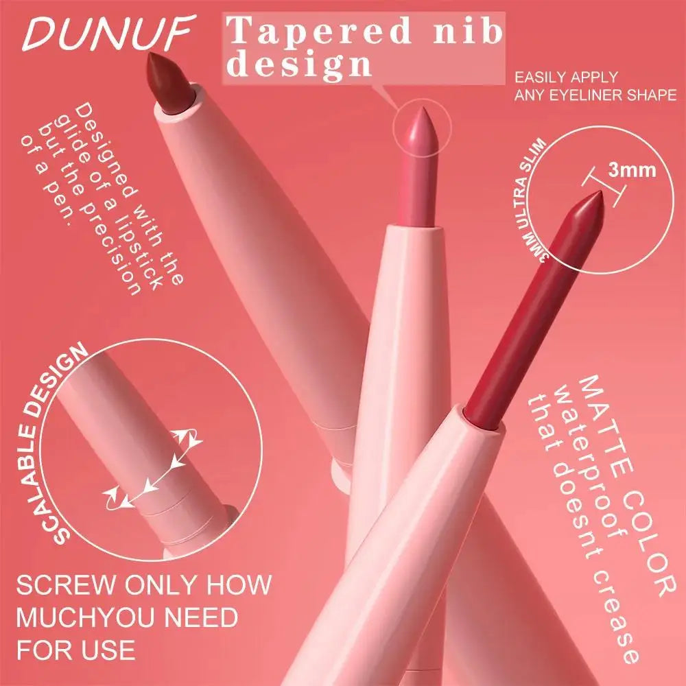 DUNUF 12-Shade Matte Lip Liner Set – Waterproof & Long-Lasting