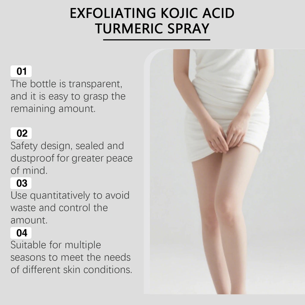 Kojic Acid Turmeric Spray Exfoliating Body Spray Brightening Smoothing Dull Skin Hydrating Body Keratin Care All Skin Types Oasis Select