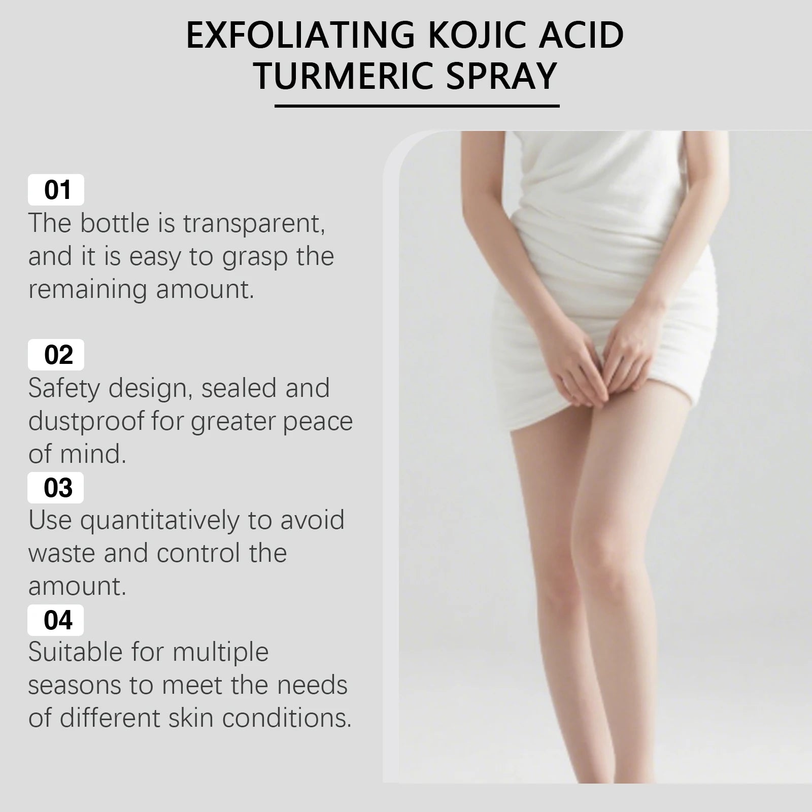 Kojic Acid Turmeric Spray Exfoliating Body Spray Brightening Smoothing Dull Skin Hydrating Body Keratin Care All Skin Types Oasis Select
