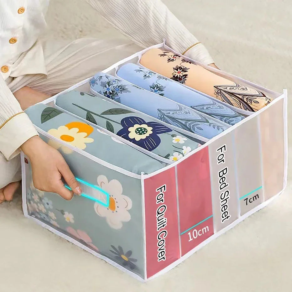 45L 5-Grid Foldable Bedding & Linen Storage Organizer Box Bedding Storage Organizer Oasis Select