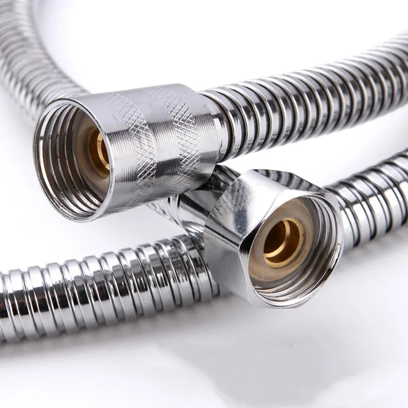 1.5/2M Black SUS 304 Flexible Shower Hose Long Bathroom Shower Water Hose Extension Plumbing Pipe Pulling Tube Bath Accessories Oasis Select