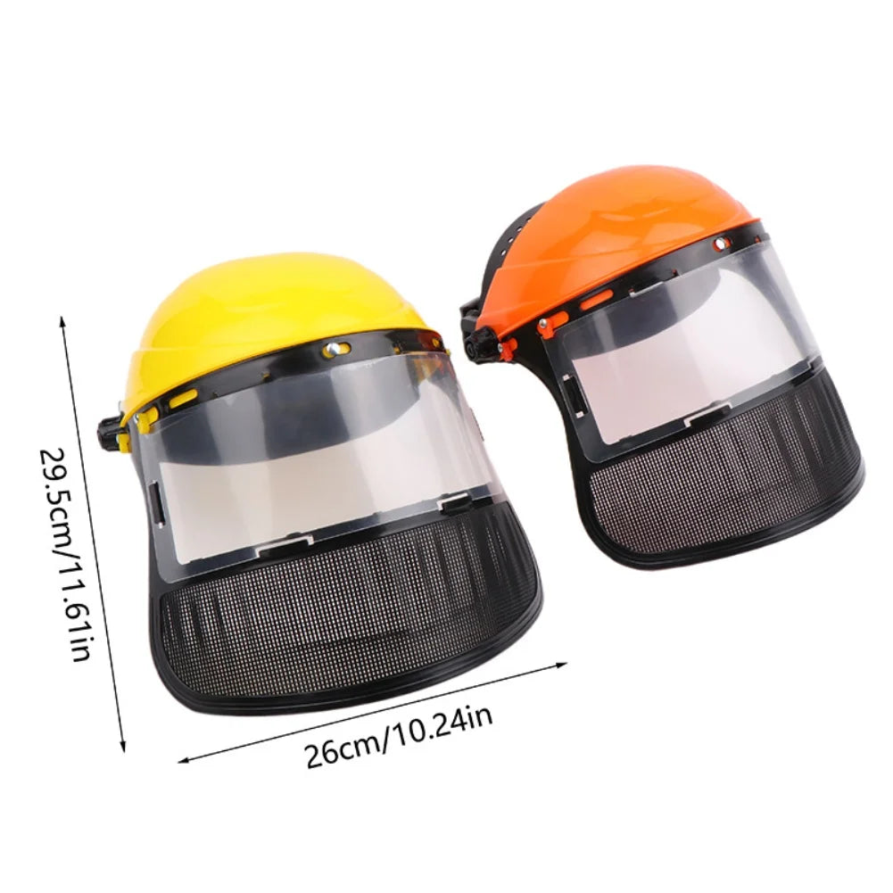 Head Mounted Lawn Mower Protective Mask Safety Helmet Hat With Full-Face Mesh Mask For Logging Brush Cutter Forestry Protection Oasis Select
