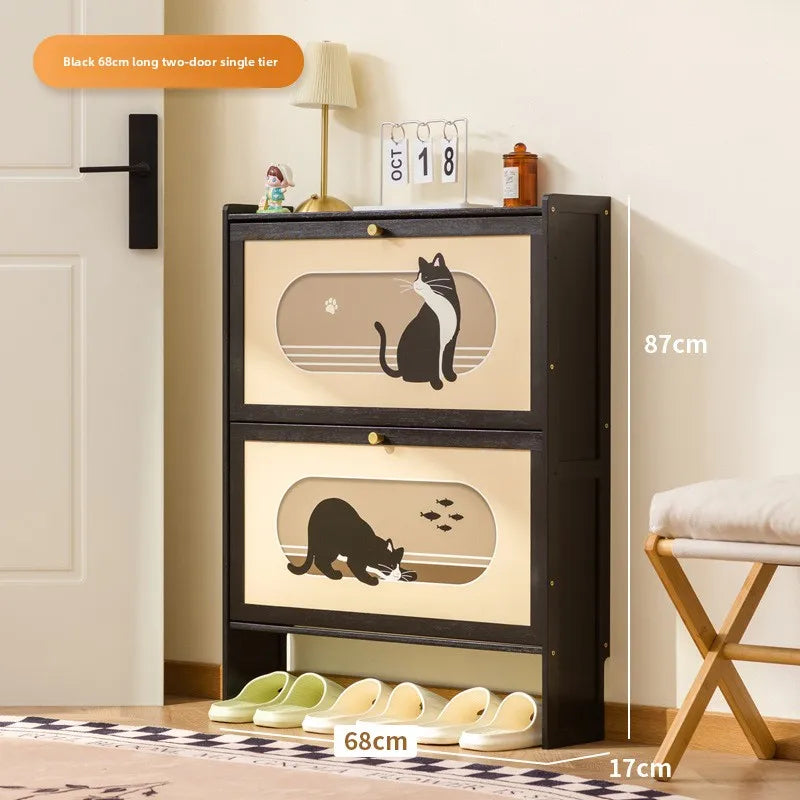 multi-layer strong and durable storage cabinet at the door of the home, good-looking indoor dust-proof Nanzhu shoe cabinet Oasis Select Black 2-70