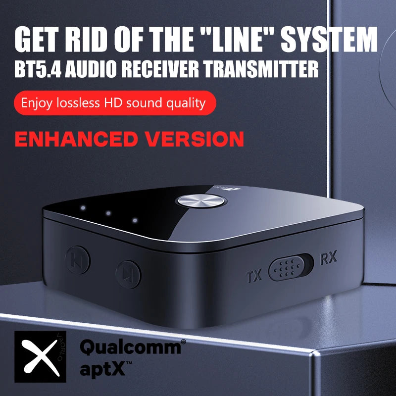 AptX-Adaptive/HD/LL Bluetooth 5.4 Audio Transmitter Receiver 3.5MM AUX Stereo RCA Music Wireless Adapter With MIC For Car TV PC Oasis Select