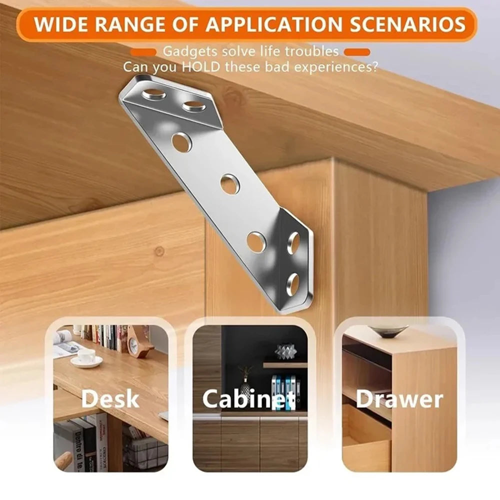 10/20/40pcs Thickened Stainless Steel Angle Code 90 Degrees Right Angle Fixed Bracket Furniture Connectors Oasis Select