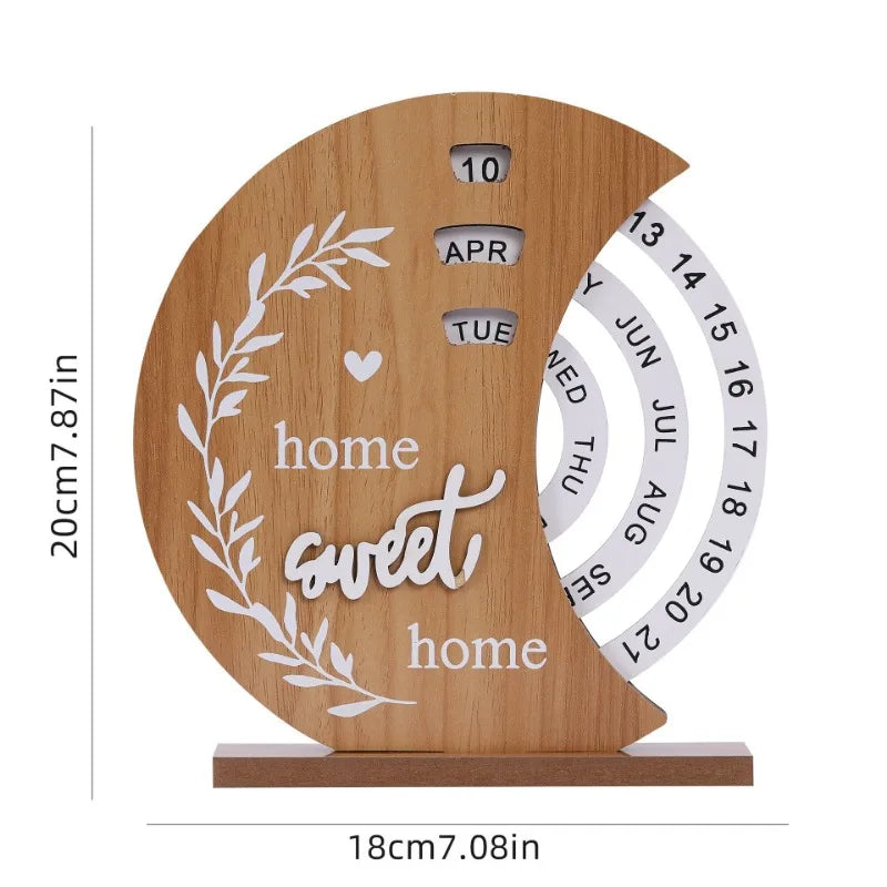 Creative Wooden Calendar Perpetual Calendar Home Decor Office Desktop Decoration Manual Rotating Desk Calendar Oasis Select