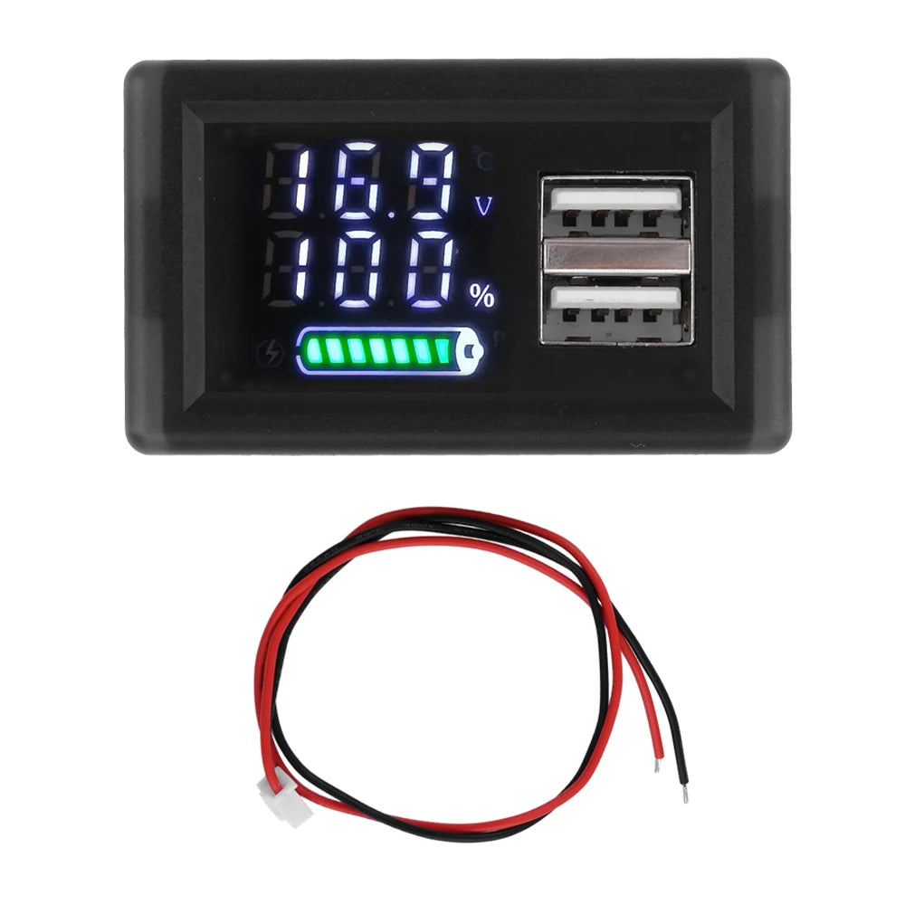ZFX-3079 Acid Battery lithium DC 9~24V Universal LED Dual Digital Display Power Indicator Dual Interface Voltmeter USB Type-C Oasis Select Dual USB
