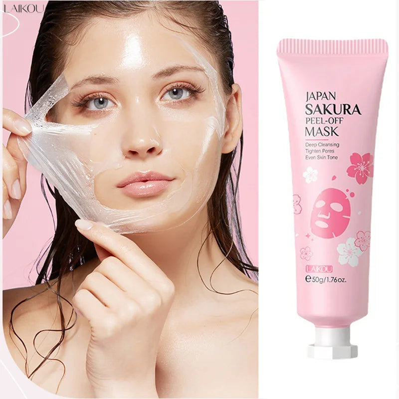 LAIKOU Sakura Peeling Face Mask Deep Cleansing Aging Anti Wrinkle Whitening Blackhead Removed Tear Off Mask Facial Skin Care 50g Oasis Select