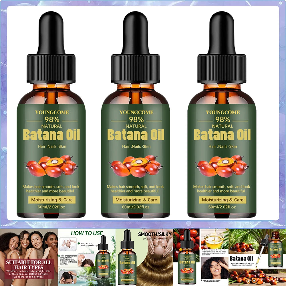 Natural Batana Oil For Hair Growth Pure Batana Oil Hair Shine Strengthen For Women Prevent Hair Loss Eliminate Split Ends 1/3pcs Oasis Select 60ml-3pcs