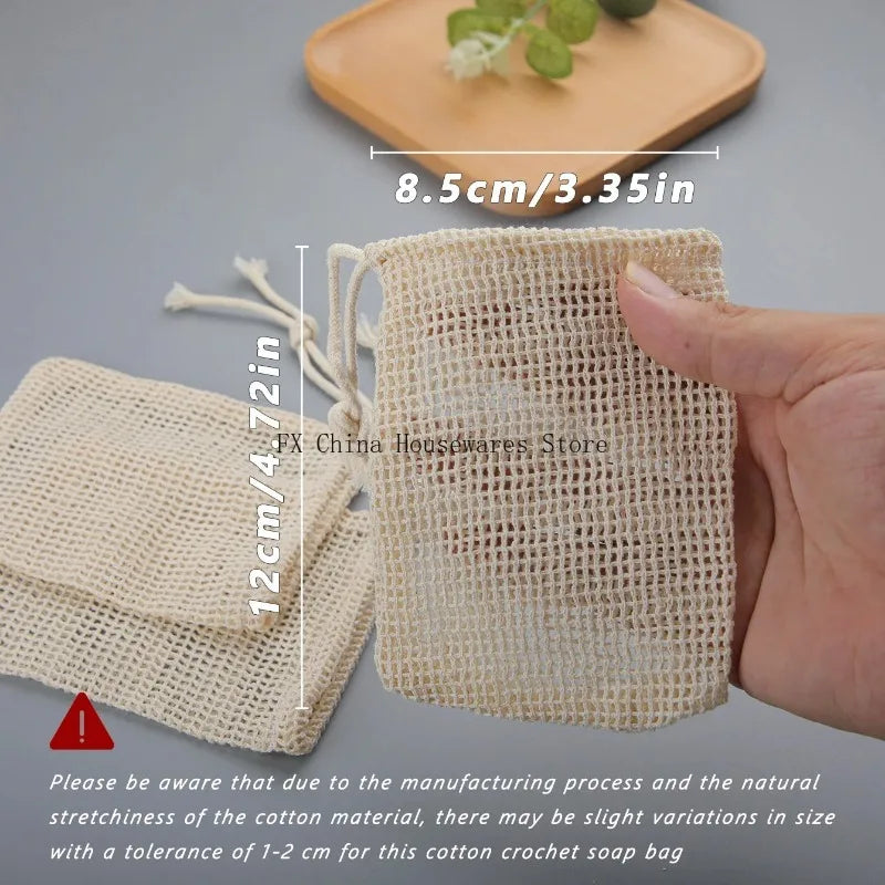 Eco-Friendly Handmade Natural Cotton Soap Saver Bag Mesh Soap Pouch for Body Cleansing And Skincare Oasis Select