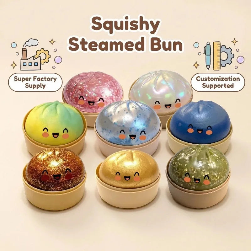Popular Viral Steamed Bun Squishy Toy Soft Flexible Material Repeated Use Design Relieves Stress And Beautifies Desktop Space Oasis Select