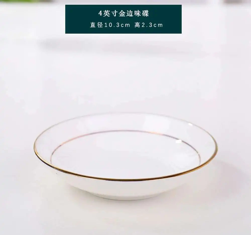 Bone China Gold Border Vegetable Deep Plate Ceramic Tableware Dining Plate Oasis Select