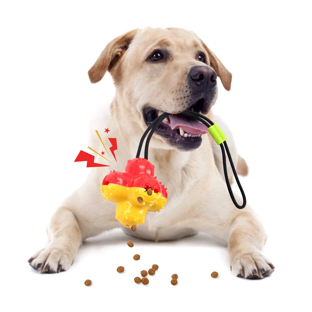Pet Dogs Make Sounds, Play with Toy Balls, Leak Food Grind Teeth, Clean Teeth, Be Chewy and Have Fun Outdoors To Relieve Boredom Oasis Select 24003-2A with rope
