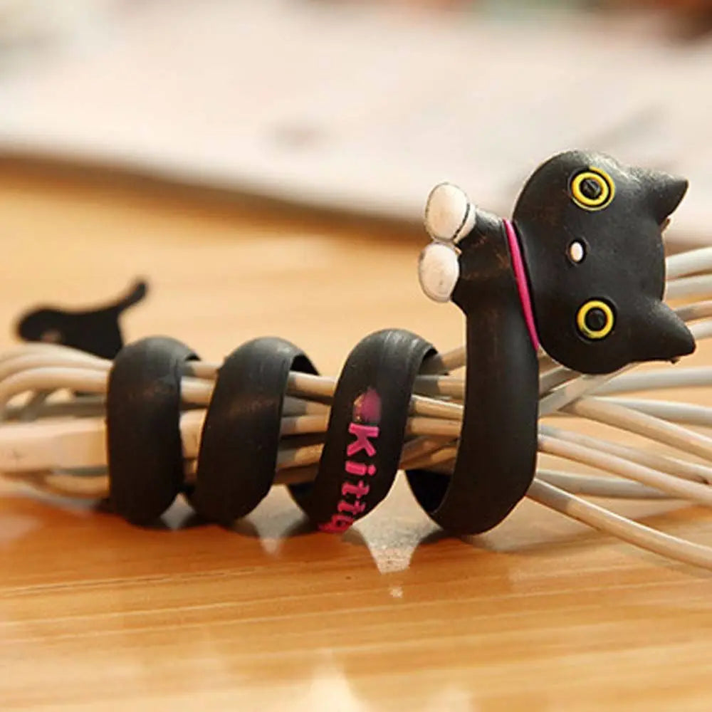 Cable Cartoon Phone Line Earphone Cord Organizer Headphone Cable Clip Cable Winder Wire Winder Cable Organizer Cable Clamp Oasis Select black