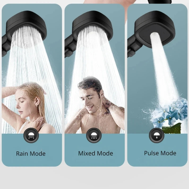 High Pressure Shower Head Water Saving 3 Modes Shower Heads Adjustable One-Key Stop Water Massage Sprayer Bathroom Accessories Oasis Select