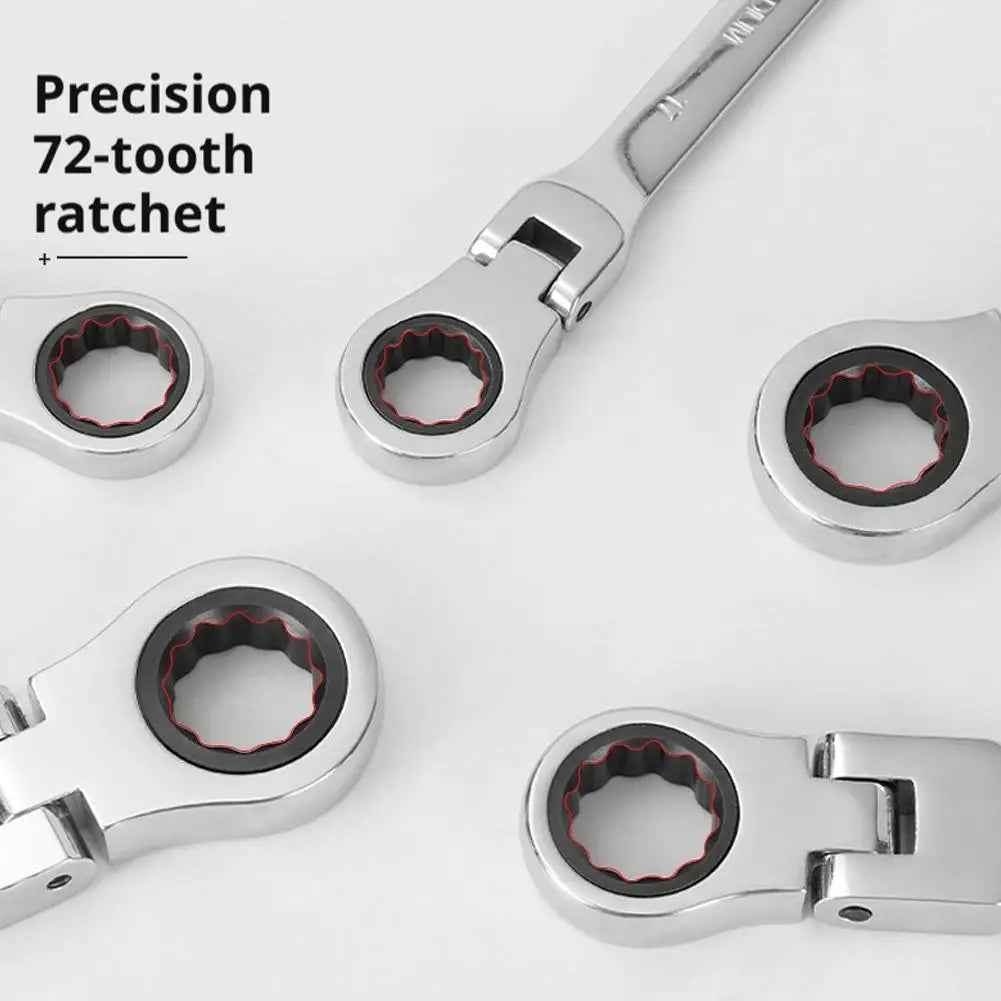 8–18mm Flexible Head Ratchet Wrench | 72-Tooth Vanadium Steel