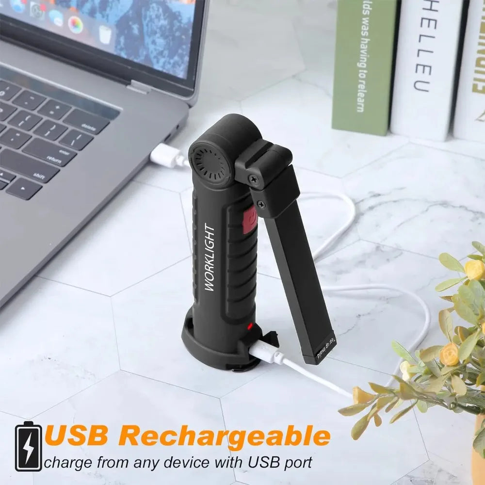 Powerful Led COB Work Light Magnetic Base Hook Rechargeable Portable Handheld Flashlight Outdoor Camping Repairing Flashlights Oasis Select