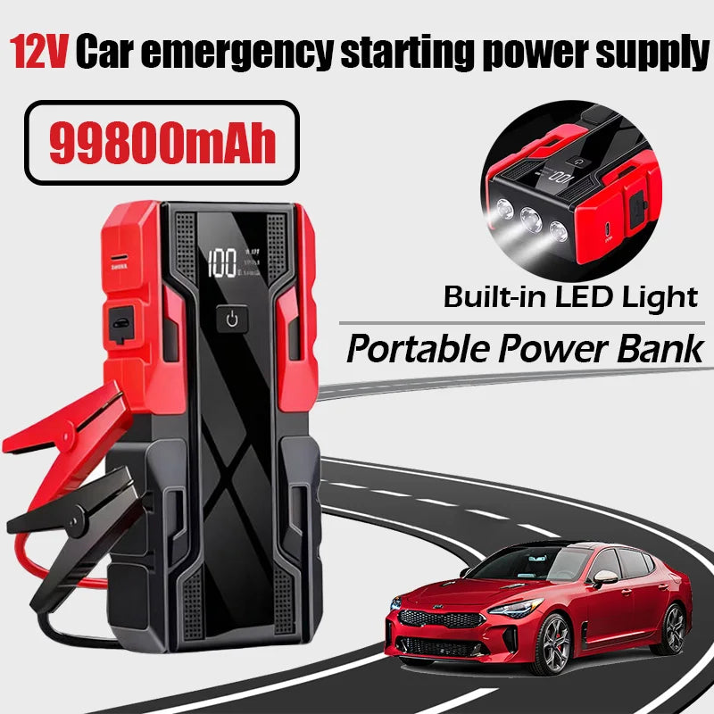 12V Portable Car Jump Starter: 99800mAh Large Capacity Lithium Booster for 8.0L Gas & 5.5L Diesel Engines Oasis Select