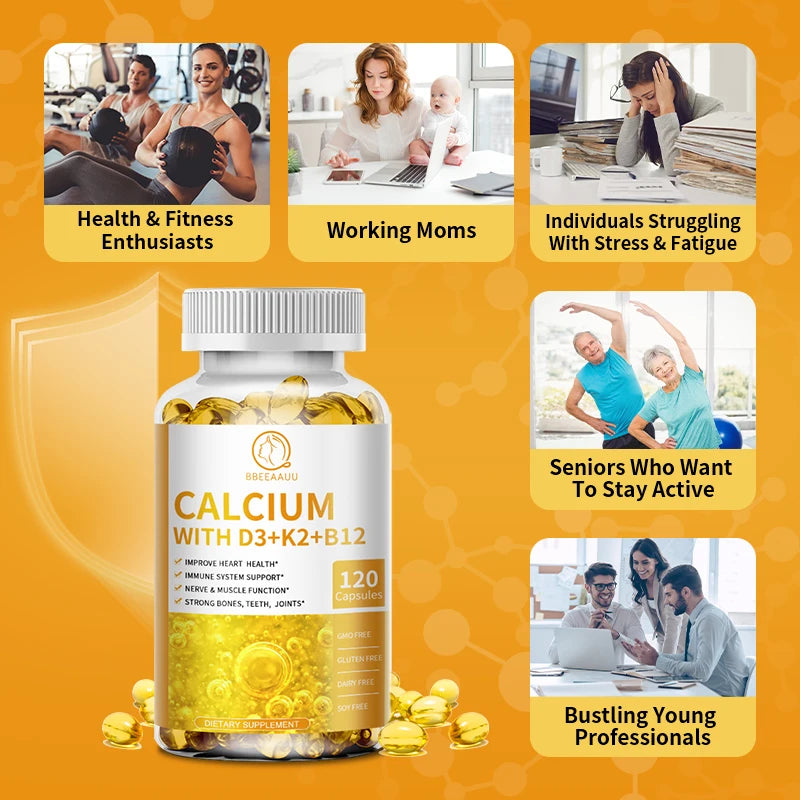 BBEEAAUU Calcium Supplement with Vitamin K2+D3 Prevent Bone Loss, Promote Bone Density and Joint MobilityVegetarian,Gluten Free Oasis Select