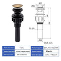 Pop Up Drain Stopper with Overflow, Lavatory Basin Drain without Overflow Black, Chrome or Oil Rubbed Bronze or Antique Oasis Select 1106