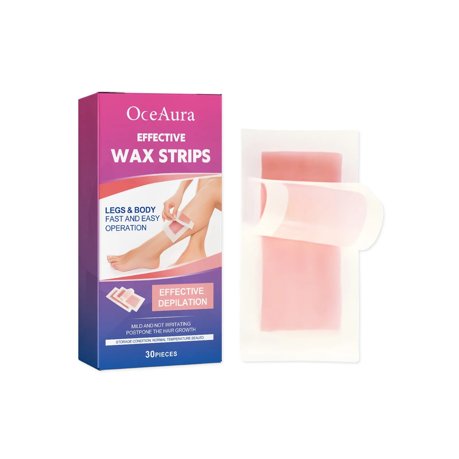 Hair Removal Wax Strip Professional Depilatory Cold Wax Strip Long Lasting Smooth Effective Gentle Body Facial Depilatory Oasis Select ROSE