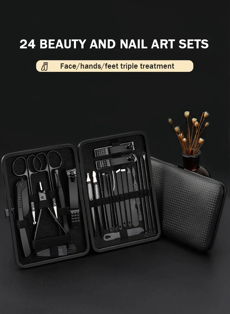 16-Piece Stainless Steel Manicure & Pedicure Kit | Travel Case