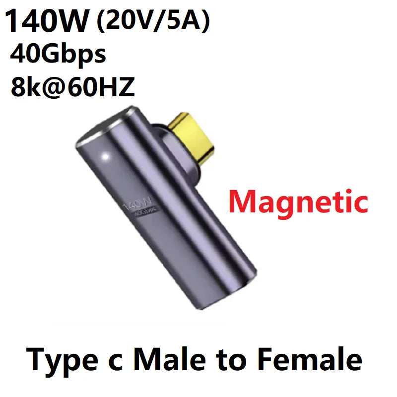 Type c USB C Male to Female USB4.0 Magnetic Adapter 8k USB C To Type C 40Gbps 100W 140W 5A Fast Charging Magnet Converter Oasis Select 140W Middle