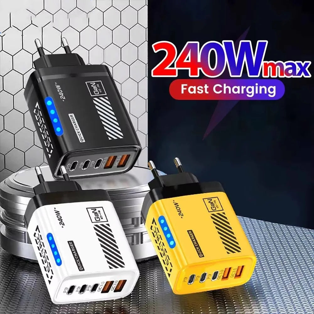 Total 240W USB Type C Fast Charging Charger For Samsung Huaweui iPhone Wall GaN Charger Multi Ports Mobile Phone Power Adapter Oasis Select
