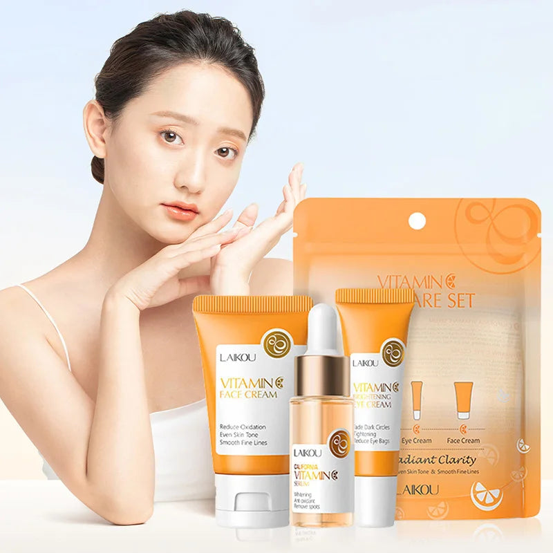 LAIKOU Vitamin C Sakura 3-Piece Skin Care Set – Face & Eye Kit Skin Care Set Oasis Select