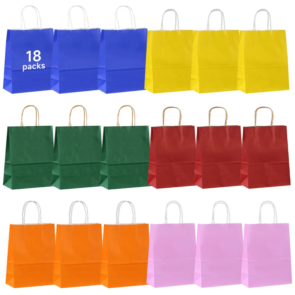 18 pcs multi-color 8.26x5.9in gift bag, craft gift bag, birthday, wedding, party christmas halloween paper bag, kraft paper bag Oasis Select 18packs 21x15cm Other