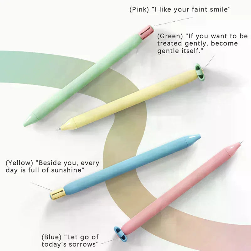 1/4Pcs Creative Small Flower-Shaped Push-Button 0.5mm Black Quiz Pen/Gift Pen/Stationery/Signature Pen Oasis Select