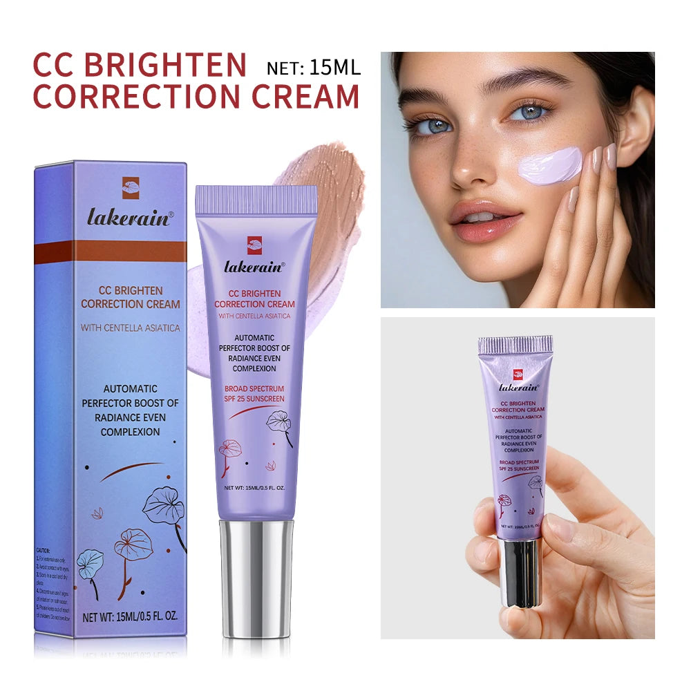 Correcting CC Cream Foundation Moisturizing Waterproof Even Skin Tone Base Makeup Lasting Conceal Pores CC Cream Primer Cosmetic Oasis Select 4 Purple