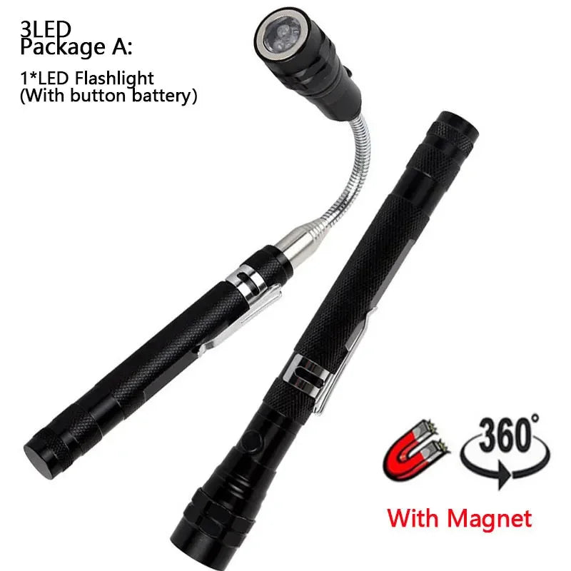USB Rechargeable XHP50 LED Flashlight Flexible Pickup Tool Lamp with Magnet Zoomable Torch Multifunctional Foldable Flashlight Oasis Select Package A