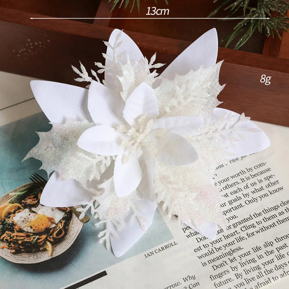 Artificial Allium Flowers (Flocked Fabric, Powdered) - Christmas Decoration Accessories for Tree Trimming & Wreath Decoration Oasis Select White 10PCS