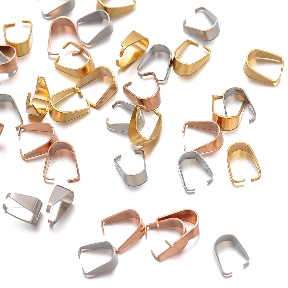 100pcs Stainless Steel Pinch Clip Clasp Bail Necklace Pendant Claw Clasps Buckle Connectors for DIY Charms Craft Jewelry Making Oasis Select