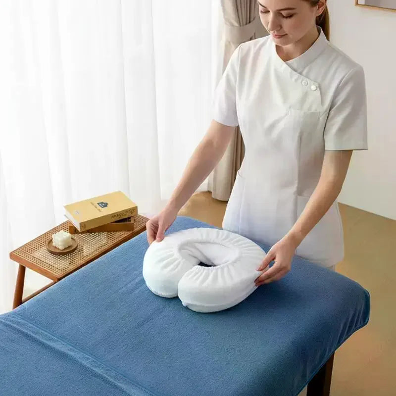 U-Shaped Facial Pillow Cover Microfiber Face Cradle Covers Large Size Soft And Reusable Massage Headrest Cover Beauty Supplies Oasis Select