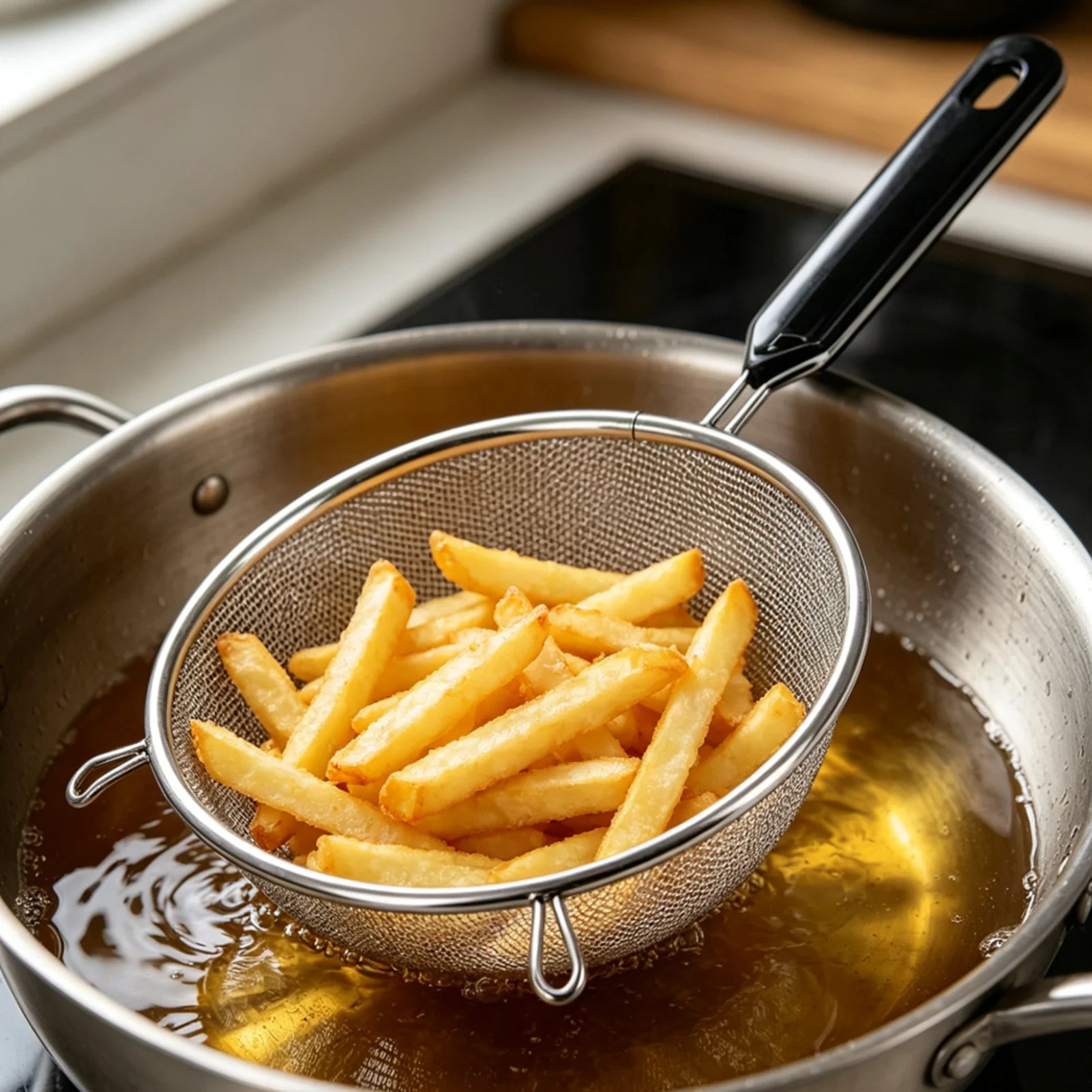 Stainless Steel Kitchen Strainer Filter Screen Soybean Milk Filter Screen Cooking Spoon Screen Snack French Fries Kitchen Tools Oasis Select