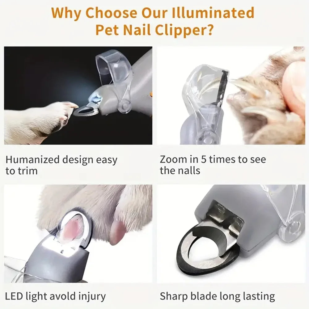 LED Light Pet Nail Clippers Dual-Sided 5x Magnification for Cats And Dogs - Easy Trimming of Nails And Claws Oasis Select