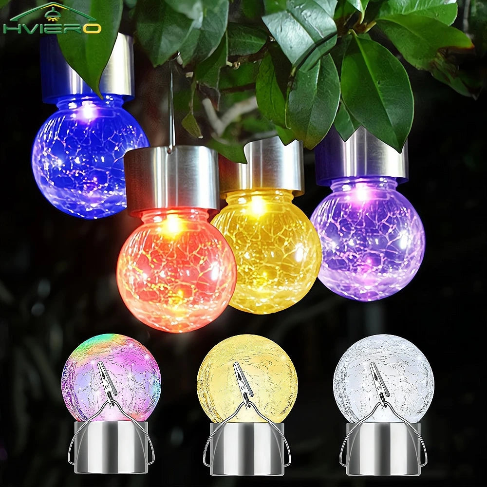Solar LED Glass Garden Hanging Light | IP65 Waterproof Outdoor