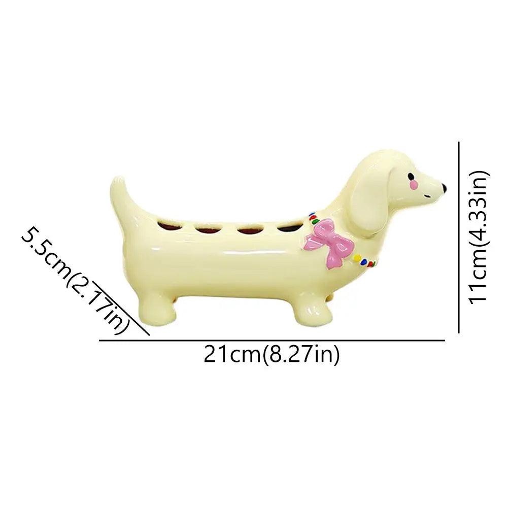 Dachshund Ceramic Toothbrush Holder Storage Rack Bathroom Sink Washstand Toothbrush Base Bathroom Decoration Oasis Select
