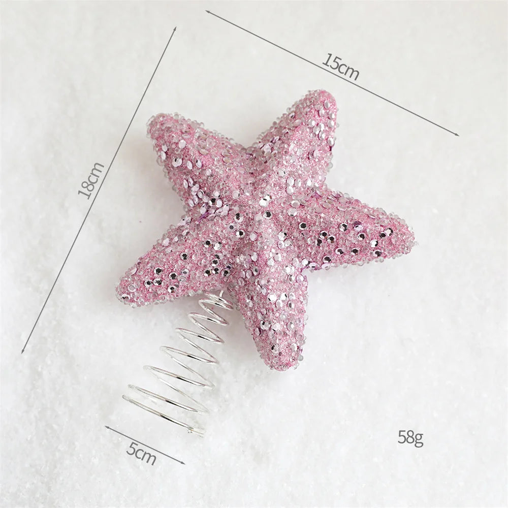 Christmas Tree Ornaments Pink Foam Ball Bow Tree Top Star Xmas Tree Hangings Pendant Party Decorations Supplies 2025 New Year Oasis Select Star