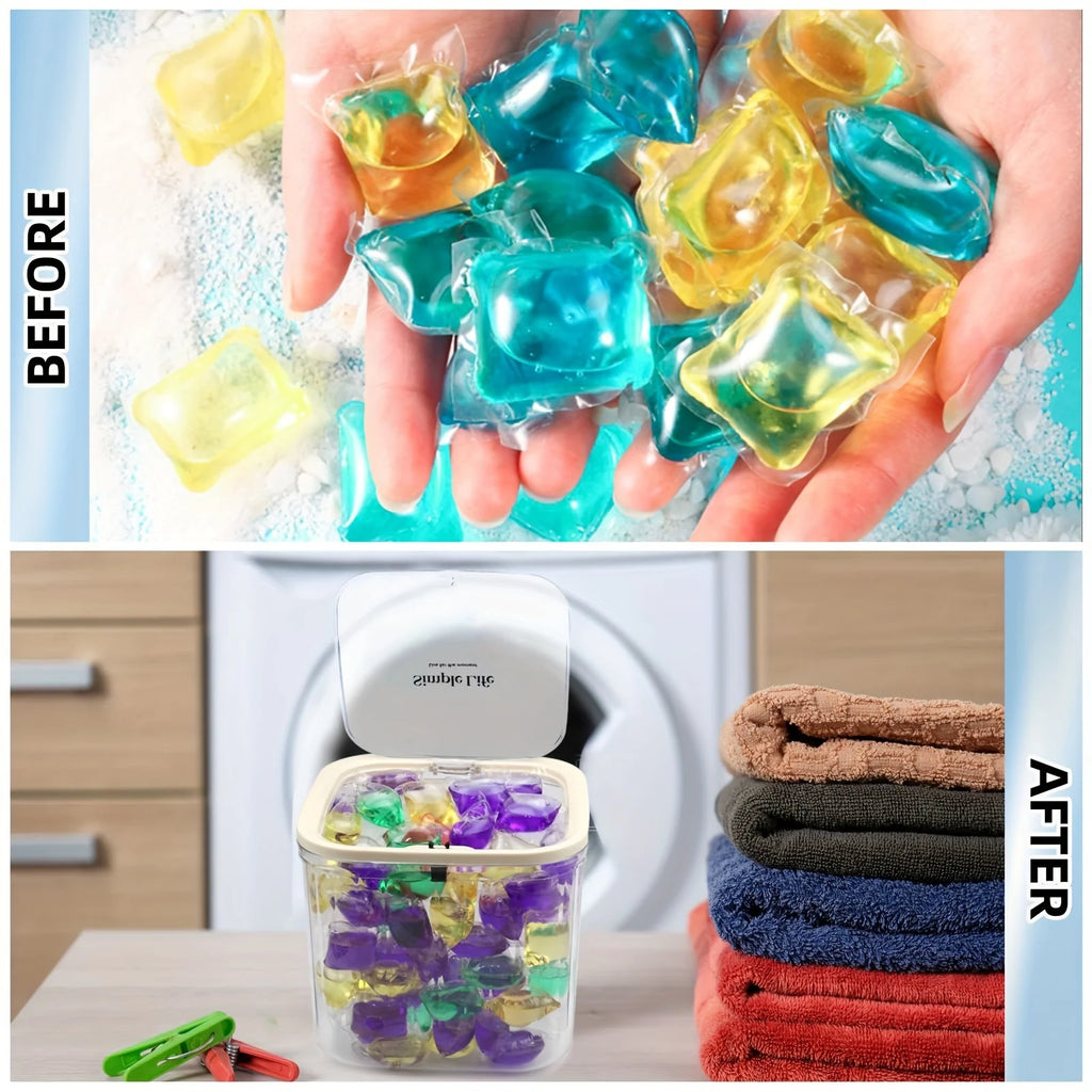 Laundry Capsule Container, 100 oz Laundry Detergent Container with Scoop, Jar with Seal and Pop-Up Lid Oasis Select