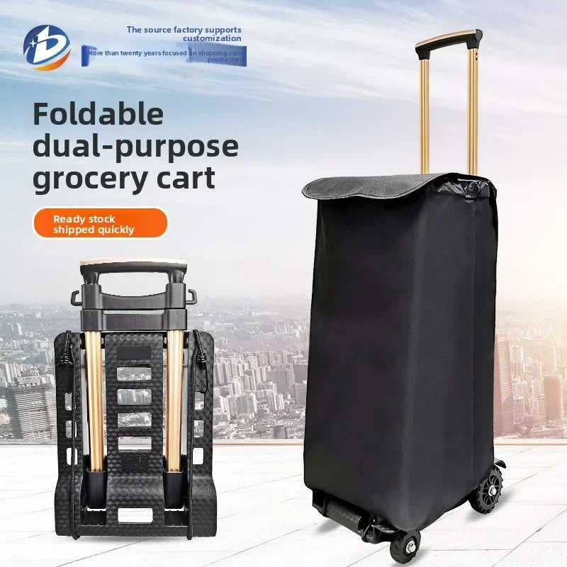 small pull-up cart, aluminum tie rod, luggage cart, hand-pulled cart, shopping grocery shopping cart with bag Durable Oasis Select