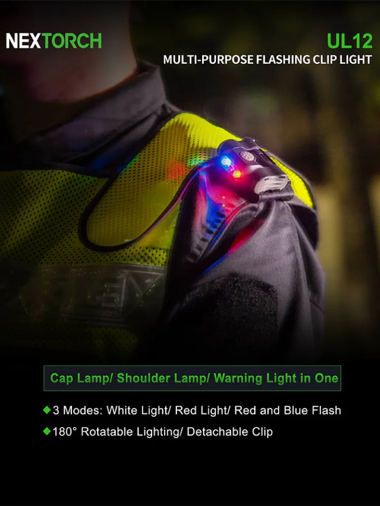 Novelties Lamp Night Lights Led Warning Lamp Police Inspection Chest Clip Blue-Red Flash Portable Shoulder Light Oasis Select