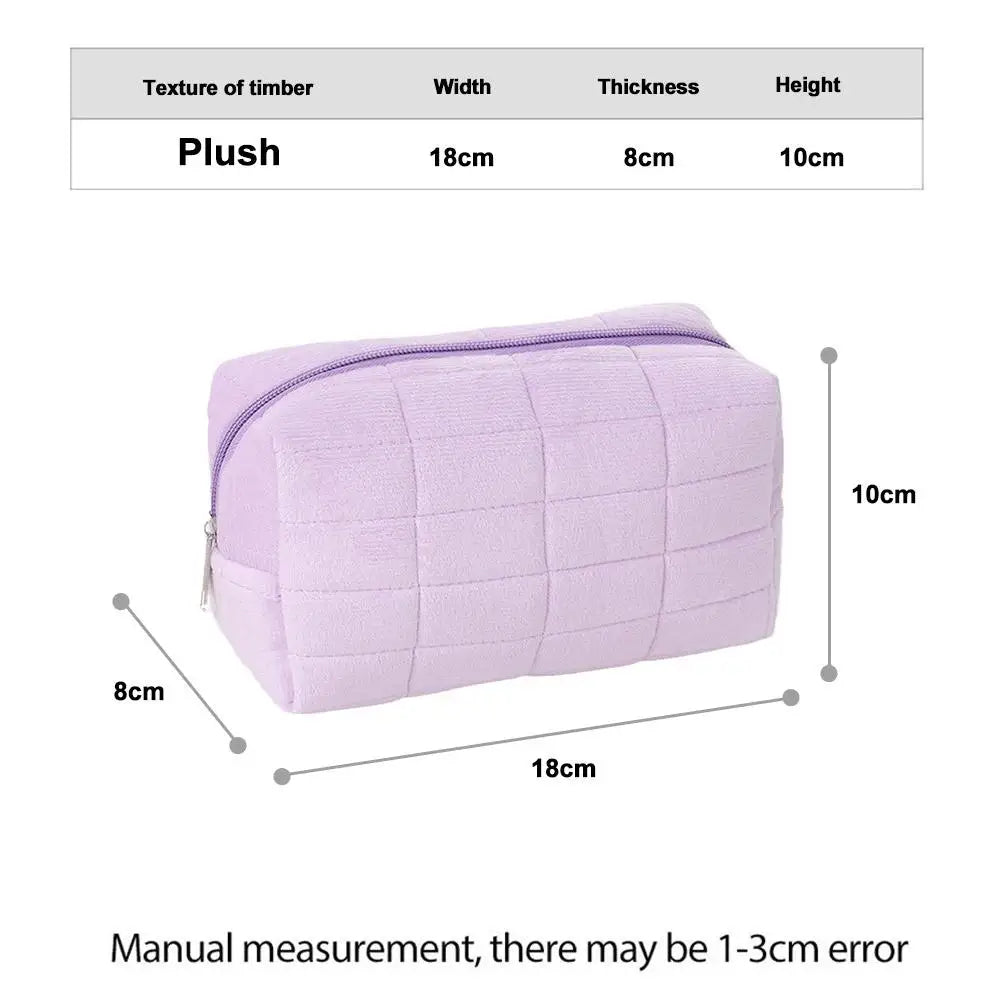 Plush Velvet Makeup Bag – Portable Zipper Cosmetic Travel Pouch