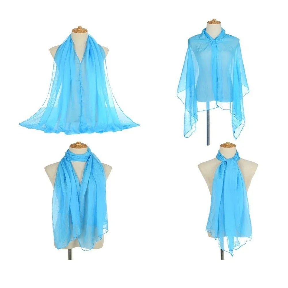 Elegant Solid Color Chiffon Scarf Thin Protection Sunscreen Shawl Soft Long Female Wrap Shawls Summer Oasis Select