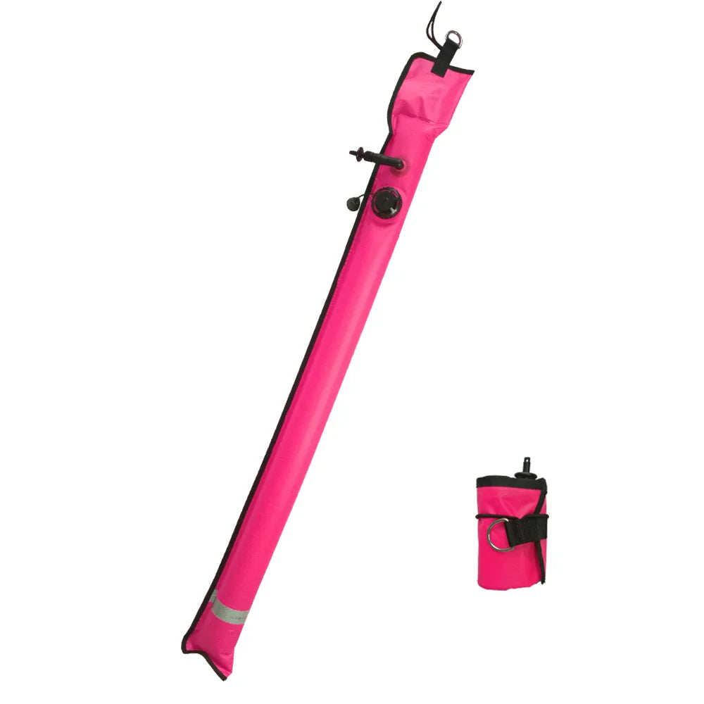 1M Scuba Diving Inflatable SMB Surface Signal Marker Buoy Safety Visibility Float Signal Tube Sausage Oasis Select Rose Red